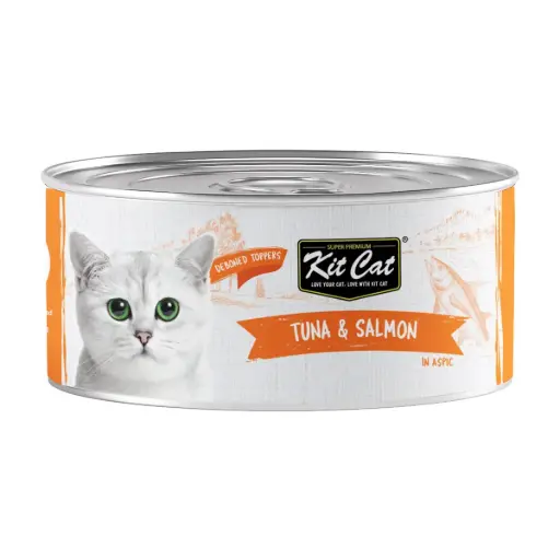 [3120] Kit Cat Grain Free Topper Tuna & Salmon Wet Cat Food Can 80g