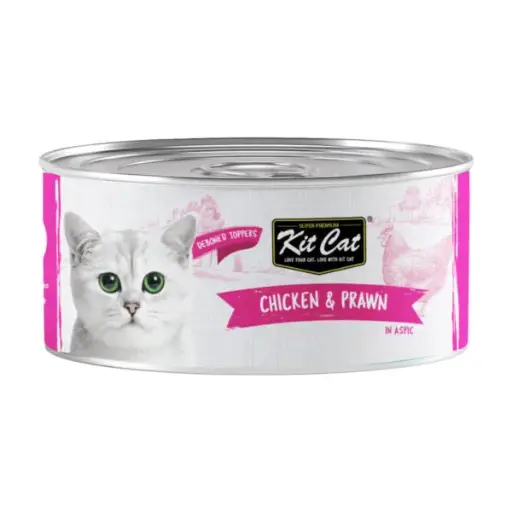 [3124] Kit Cat Chicken & Prawn Grain-Free Wet Cat Food Topper – 80g Can