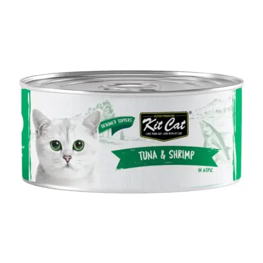 [4132] Kit Cat Grain Free Wet Cat Food Topper Tuna & Shrimp Wet Cat Food Can 80g