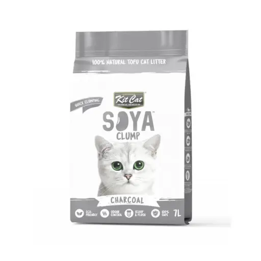 [4175] Kit Cat Soya Clump Tofu Cat Litter – Charcoal Scent, 7L