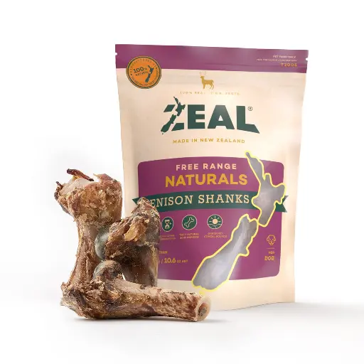[514] Zeal Free Range Natural Venison Shanks Dog Treats Pack 300G, 2Pcs