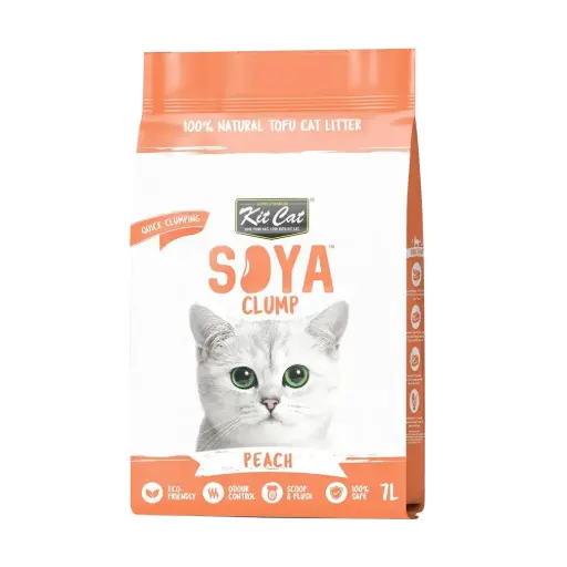 [4173] Kit Cat Soya Clump Tofu Cat Litter – Peach Scent, 7L
