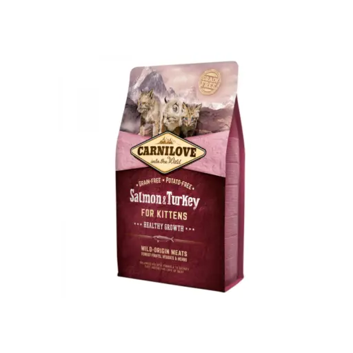 [8595602512225] Carnilove Dry Cat Food Salmon & Turkey For Kittens Dry Cat Food Bag 2kg