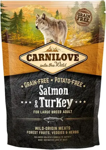 [8595602508952] Carnilove Salmon & Turkey Dry Dog Food for Large Breed Adult Dogs (1.5kg)