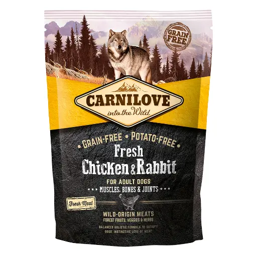 [8595602527502] Carnilove Fresh Chicken & Rabbit Dry Dog Food for Adult Dogs (1.5kg)