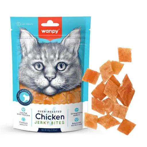 [CA-09H] Wanpy Jerky Bites Chicken Cat Treat Bag 80g