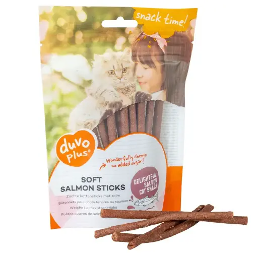 [5414365441357]  Duvo+ Soft Salmon Sticks for Cats 50g