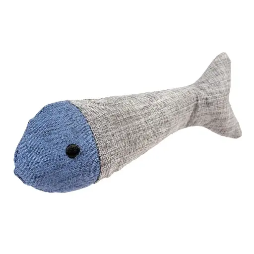 [LR14629] Duvo+ ECO Navy Fish & Catnip 13,5x4,5x3cm Blue/Grey