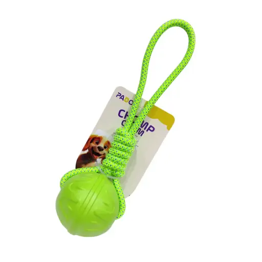 [PD-13210] Pado Chomp Chum Ball With Rope EVA Toy-Green [⌀8cm,Rope Length:30cm]